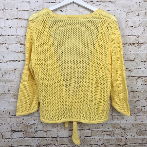 Christopher & Banks Yellow Tie Front Knit Top L - Picture 5 of 6